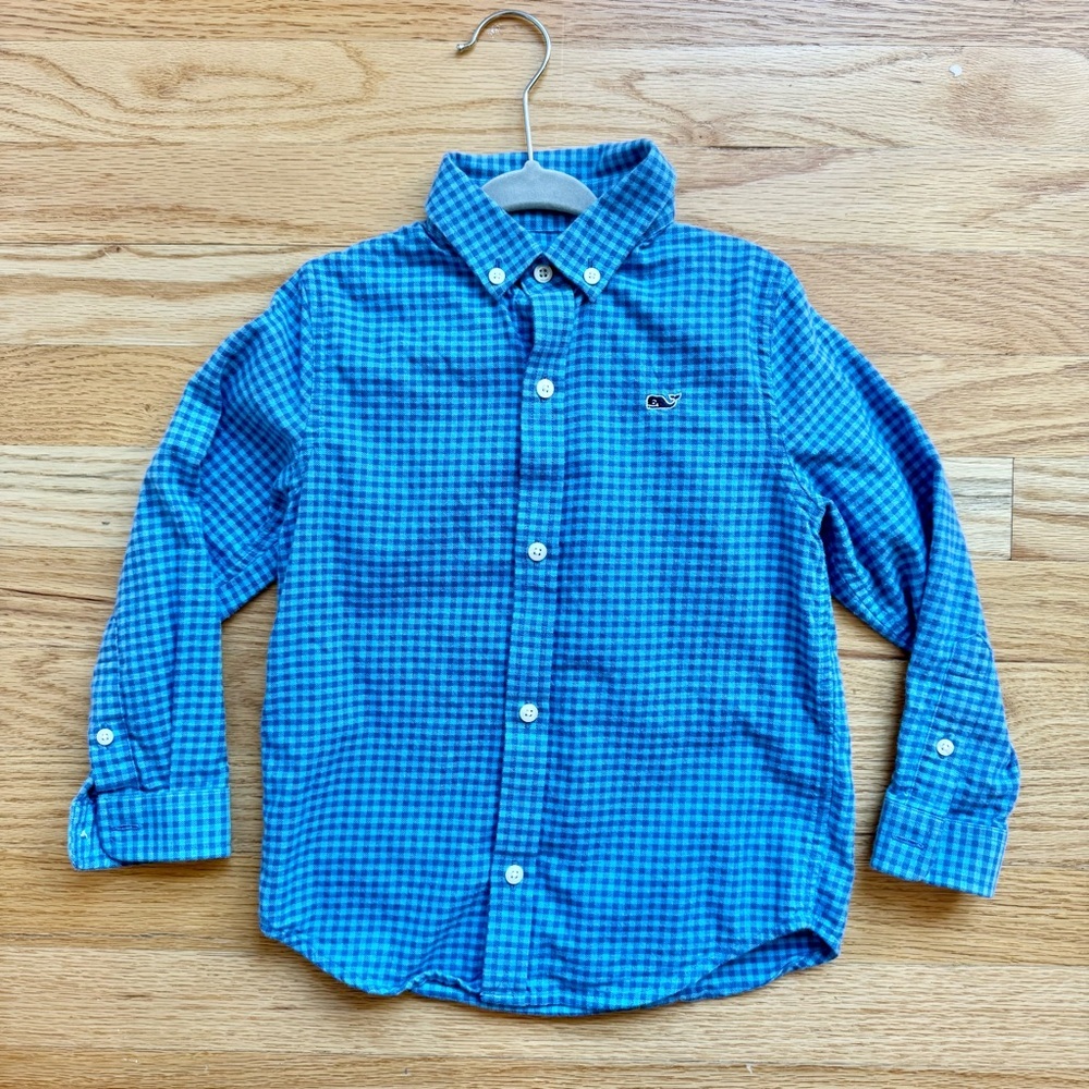 Vineyard Vines Kids Blue Gingham Shirt 4t